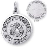 Sterling Silver United States Air Force Medal and 24-inch Chain