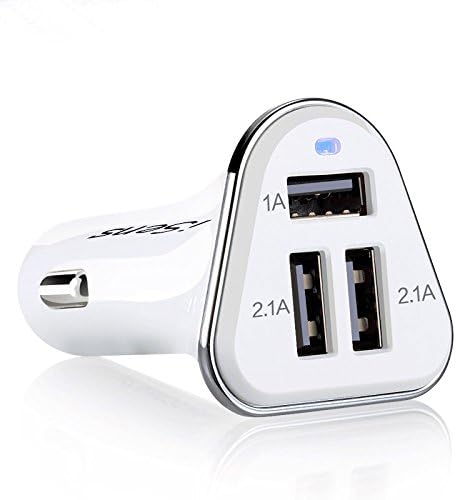 iSens(TM) Over-Current &amp; Over-Charge Protection Smart IC Power Management 3 Port 5V 5.2A USB Rapid USB Cell Phone Car Charger for Android Apple iPad/iPad mini iPhone 6, 6 Plus Samsung Galaxy S5 S4 Note 4 3 HTC Sony LG Headsets Cameras and All Other USB Powered 5V Input Digital Devices(White)
