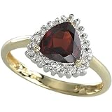 14K Yellow Gold Trillion Garnet & Diamond Ring