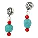 Sterling, Coral & Turquoise Nugget Earring