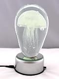 Glow in the Dark Glass Jellyfish on LED Light Stand 5.5" Tall