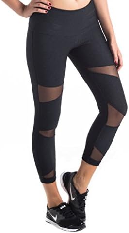 Black Legging with Black Mesh Detail Workout Exercise Pant Yoga Running Tight