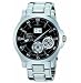 Seiko SNP003 Men's Stainless Steel Kinetic Premier Perpetual Calendar Black Dial