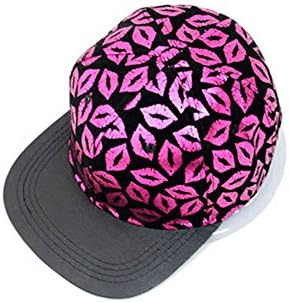 Madcapeau Fashion Canvas Lips Print Flat Street Hat Baseball Cap rose