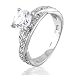 Bling Jewelry Sterling Silver 1.2K CZ Pave Solitaire Engagement Ring with Side Stones
