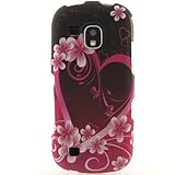 Hard Snap-on Shield RUBBERIZED PINK With HEART LOVE FLOWERS Design Faceplat ....