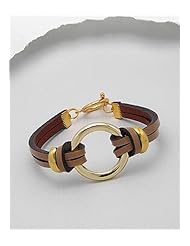 Brown Leather Bracelet In White Base