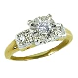 14K Antique Diamond Engagement Ring, circa 1940s, illusion setting