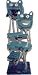 Kitty Friends 5 Level Rustic Cat Tree : Color BLUE : Leg Covering SISAL ROPE ON ONE LEG : Size 3 CRADLES, 1 ROUND, 1 CAT FACES