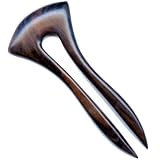 Hand Crafted Carved Wooden Hair Fork Little Egypt Design Original Design, Macassar Ebony