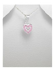 Heart CZ Pendant Necklace In Sterling Silver