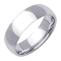 14K White Gold Comfort Fit Plain Domed Mens Wedding Band Ring 7mm