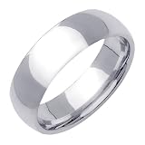 14K White Gold Comfort Fit Plain Domed Mens Wedding Band Ring 7mm