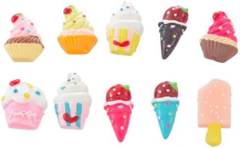 10 pcs Resin Cute Ice Cream Cupcake Flatback Scrapbook Embellishments For DIY Phone Decoration Findings