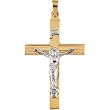 14K Two-Tone Gold Crucifix Pendant - 39.00x26.00mm