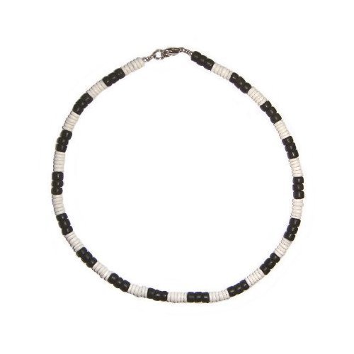 Hawaiian Jewelry 18" Tropical Jewelry Black Coconut Bead and Puka Shell Necklace