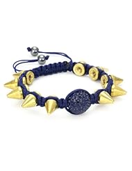Very Me Navy Crystal Gold Plated Spikes Navy Cord Braided Bracelet