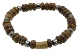 Surf Style Coco Wood Bead, Hematite & Cord Bracelet - C