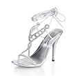 4 3/4 Inch Strappy High Heel Shoes Calf Leg Wrap Silver