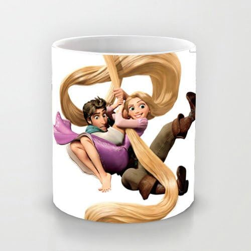 Great Gift Choice - 11 oz Classic White Ceramic Mugs Fashion Design with Rapunzel And Flynn Rider Tangled Coffee Mugs/Tea Mugs/Drink Cups - Dishwasher and Microwave Safe