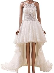 High-Low-Hem Satin/Tulle Lace Sequined Applique Asymmetric  Dress