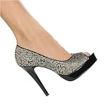 PRECIOUS-103, 5" Stiletto Heel Pump Black Fabric Size 9