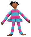 Orgnic Cotton Rag Doll - Amber Skin, Ethnic Doll with Pink & Blue Outfit