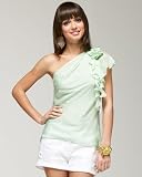 bebe Silk Flutter One Shoulder Top