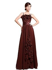 Backless Spaghetti Strap Charmeuse/Chiffon Evening Dress 