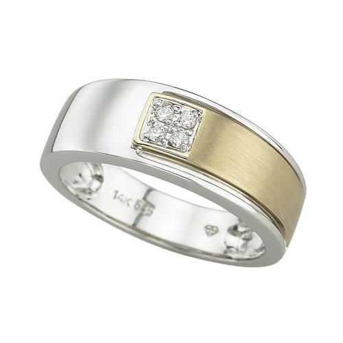 14K Two Tone 0.07 ct. Diamond Men's Wedding Ring