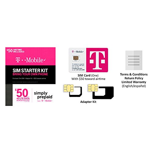 TMobile SIM STARTER KIT + SIM Adapter + 50 Plan Electronics
