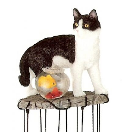Cat Windchime Garden Decoration Collectible Fantasy Figurine Model