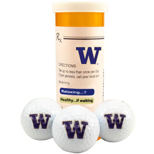 Washington Huskies Team Logo Prescription Bottle 3-pack Golf Balls