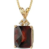 14 Karat Yellow Gold 2.00 carats Radiant Checkerboard Cut Garnet Diamond Pendant