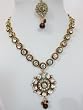 Mother's Day Gift- Red Green Meenakari Necklace Set with Dangling Beads Handmade Kundan Jewelry
