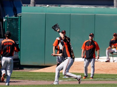 Baltimore Orioles v Pittsburgh Pirates, BRADENTON, FL - FEBRUARY 28: Nolan Reimold Photographic Poster Print by J. Meric, 9x12