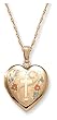 14k Yellow Gold Filled Engraved Cross Heart Locket, 18