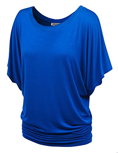 Ll wt742 womens boat neck short sleeve dolman drape top xxl cobal…