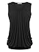 Messic Womens V Neck Sleeveless Pleated Front Tunic Top Blouse