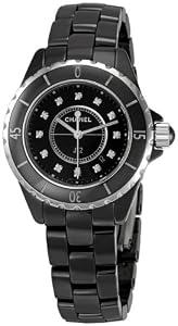 Chanel J12 Diamonds Black Ceramic Ladies Watch H1625