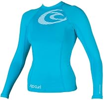 Rip Curl Womens Classic Cindy Warhol Long Sleeve Rash Guard (Aqua, 10)