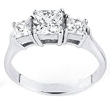 Simply Beautiful Solid Sterling Silver Cubic Zirconia Rhodium Plated Rings with 3 Square Stones