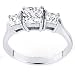 Simply Beautiful Solid Sterling Silver Cubic Zirconia Rhodium Plated Rings with 3 Square Stones
