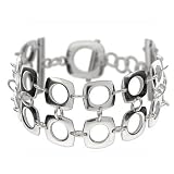 Eve's Addiction Sterling Silver Double Row Cushion Bracelet