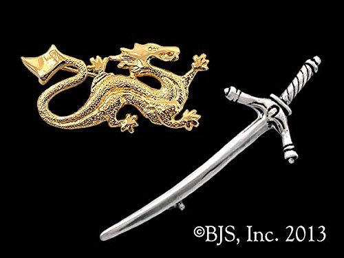 Asha'man Dragon TM Wheel of Time ® Robert Jordan Sword of the Dedicated TM Set of 2 Lapel Pins