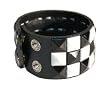 Triple Studded Wristband Punk Rock - Black And White Checkered Triple Studded Wristband Punk Rock - Black And White Checkered