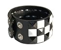 Triple Studded Wristband Punk Rock - Black And White Checkered