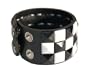 Triple Studded Wristband Punk Rock - Black And White Checkered