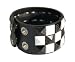 Triple Studded Wristband Punk Rock - Black And White Checkered