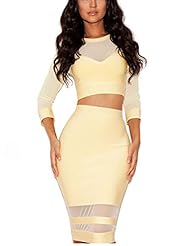 Sexy Mesh Nylon/Rayon/Spandex 3/4 Sleeves Bandage Dress/Bodycon Dress/Club Dress/Party Dress 